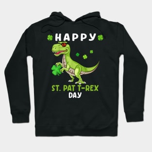 Happy St Patricks day boys kids Toddler dinosaur trex lucky Hoodie